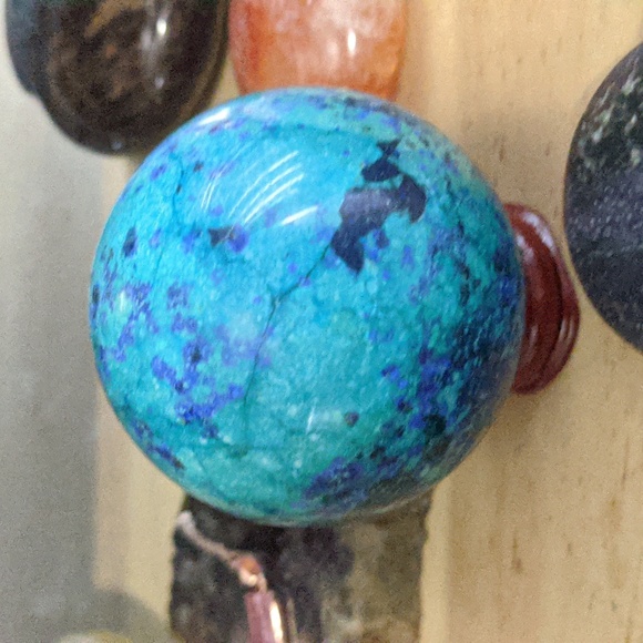 BEST BLUE SPHERE EVER! Chrysocolla Azurite and Malachite - Picture 1 of 4
